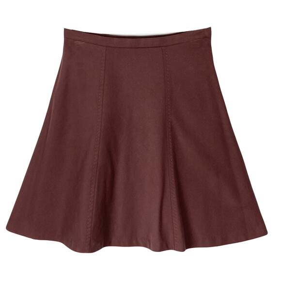 NWOT VANESSA BRUNO Skirt W28 PARIS Brown A-Line Stitch-Detail Lined Knee/Mini